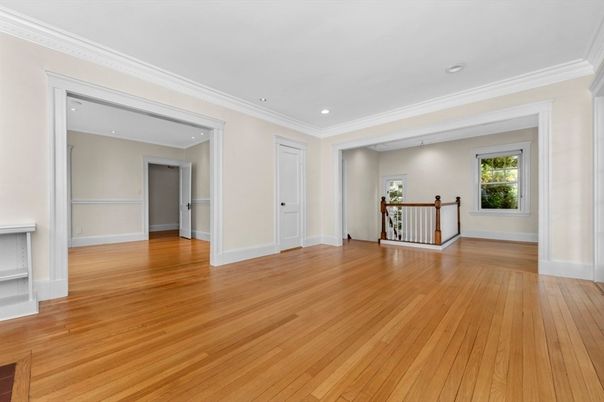 Empty room, Interior, Recessed Lighting, Wood Texture Flooring
