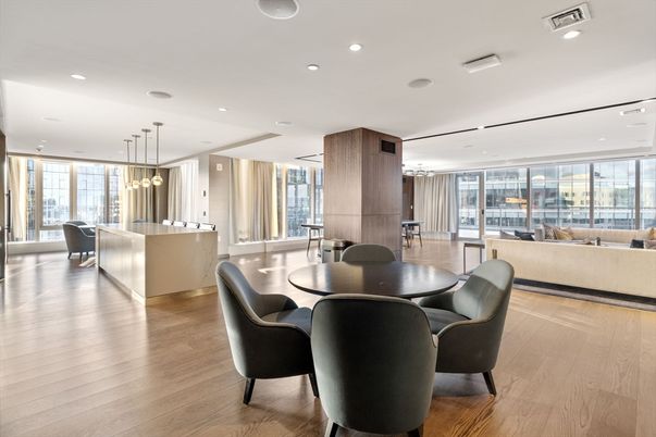 Dining room, Interior, Living room, Pendant Lights, Recessed Lighting, Wood Texture Flooring