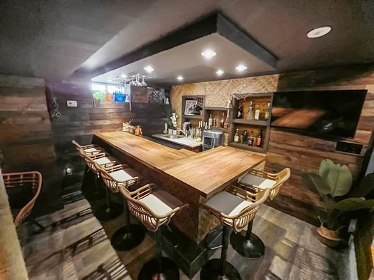 Dining room, Interior, Recessed Lighting, Stone Walls, Wooden Walls