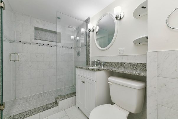 Bathroom, Glass Shower, Interior, Marble Walls