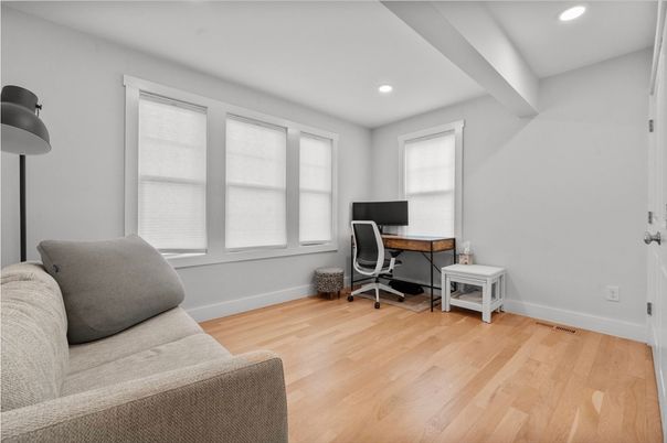 Home Office, Interior, Recessed Lighting, Wood Texture Flooring