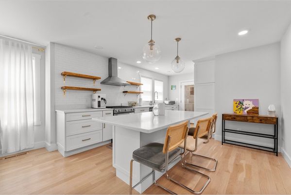Interior, Kitchen, Pendant Lights, Recessed Lighting, Wood Texture Flooring