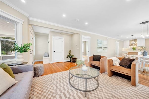 Interior, Kitchen, Living room, Pendant Lights, Recessed Lighting, Wood Texture Flooring