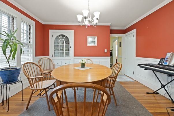 Chandelier, Dining room, Interior, Wood Texture Flooring