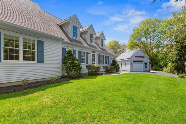 Backyard, Detached Garage, Exterior, Facade, Cape Cod