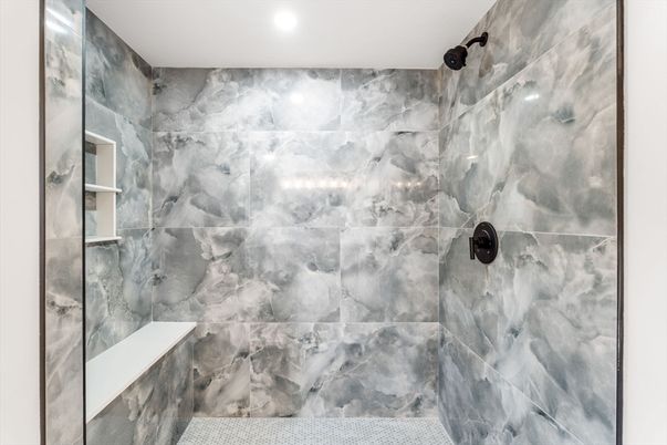 Bathroom, Interior, Marble Walls, Recessed Lighting