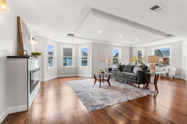 Interior, Living room, Recessed Lighting, Wood Texture Flooring