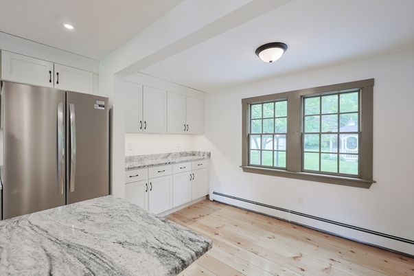 Bedroom, Interior, Kitchen, Recessed Lighting, Stainless Steel Appliances, Wood Texture Flooring