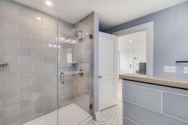 Bathroom, Glass Shower, Interior, Recessed Lighting