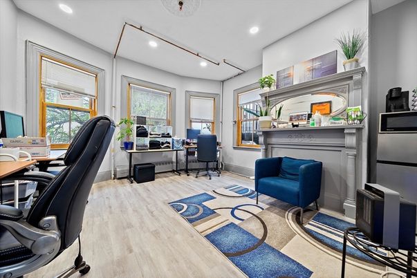 Home Office, Interior, Recessed Lighting, Wood Texture Flooring