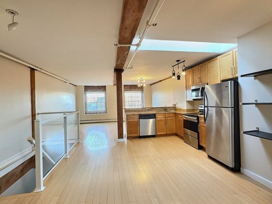 Interior, Kitchen, Stainless Steel Appliances, Wood Texture Flooring