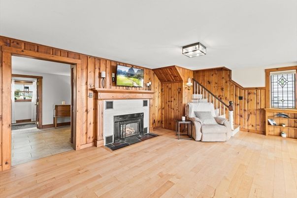 Fireplace, Interior, Wood Texture Flooring, Wooden Walls