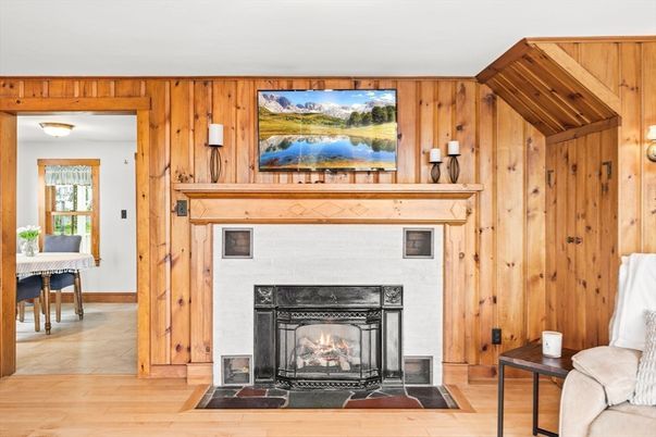 Fireplace, Interior, Wood Texture Flooring, Wooden Walls