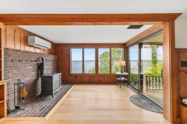 Fireplace, Interior, Stone Walls, Water, Wooden Beams, Wood Texture Flooring, Wooden Walls