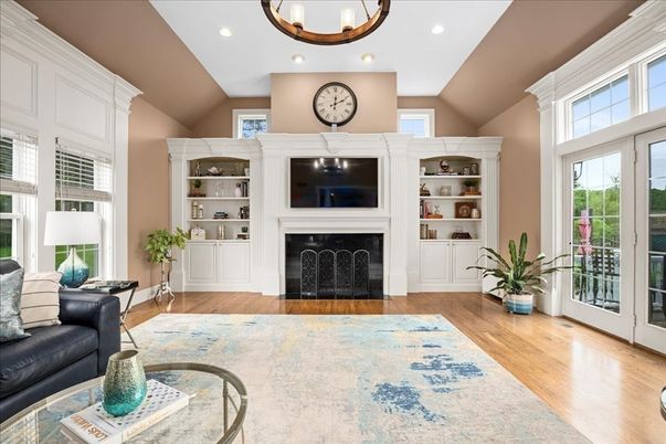 Fireplace, Interior, Recessed Lighting, Wood Texture Flooring