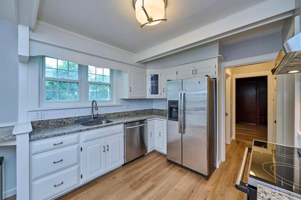 Interior, Kitchen, Stainless Steel Appliances, Wood Texture Flooring