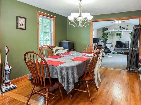Chandelier, Dining room, Interior, Wood Texture Flooring