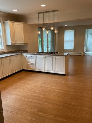 Interior, Kitchen, Pendant Lights, Recessed Lighting, Wood Texture Flooring