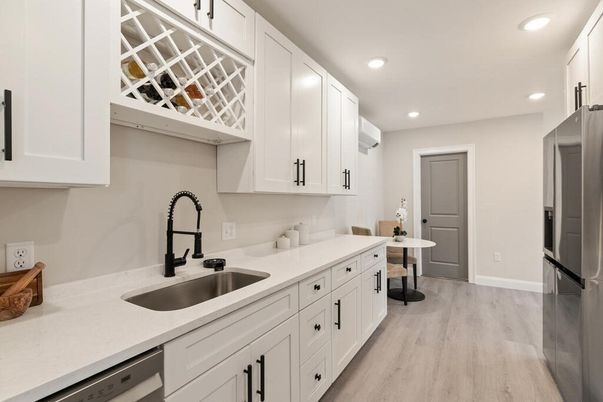 Interior, Kitchen, Recessed Lighting, Wood Texture Flooring