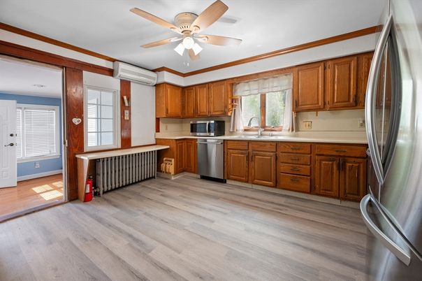 Interior, Kitchen, Stainless Steel Appliances, Wood Texture Flooring