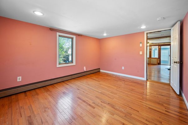 Empty room, Interior, Recessed Lighting, Wood Texture Flooring
