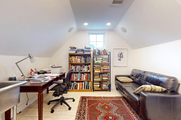 Home Office, Interior, Recessed Lighting, Wood Texture Flooring