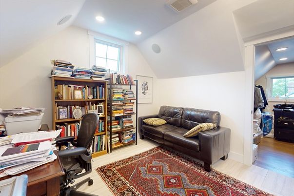 Home Office, Interior, Recessed Lighting, Wood Texture Flooring