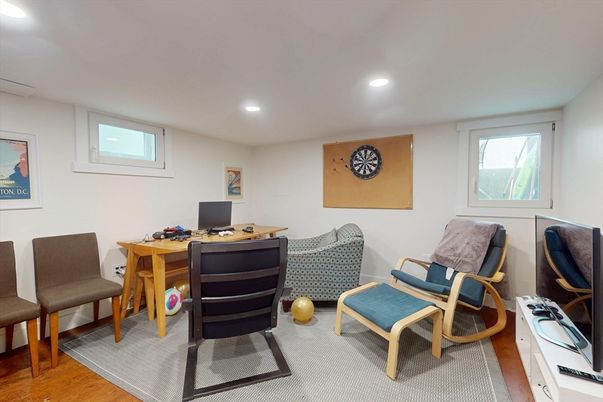 Home Office, Interior, Recessed Lighting, Wood Texture Flooring