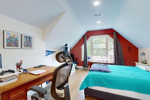 Bedroom, Home Office, Interior, Recessed Lighting, Wood Texture Flooring