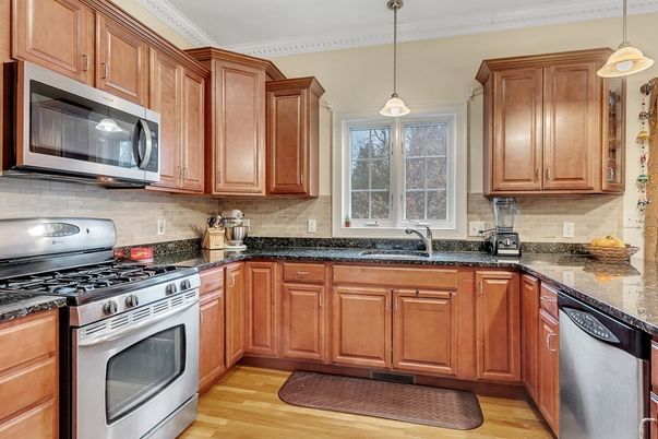 Interior, Kitchen, Pendant Lights, Stainless Steel Appliances, Wood Texture Flooring