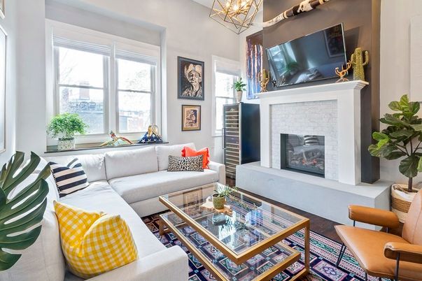 Chandelier, Fireplace, Interior, Living room, Wood Texture Flooring