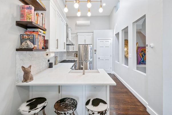 Interior, Kitchen, Pendant Lights, Stainless Steel Appliances, Wood Texture Flooring