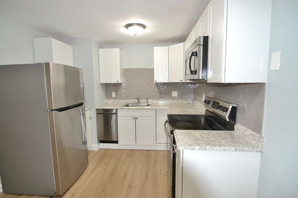Interior, Kitchen, Stainless Steel Appliances, Wood Texture Flooring