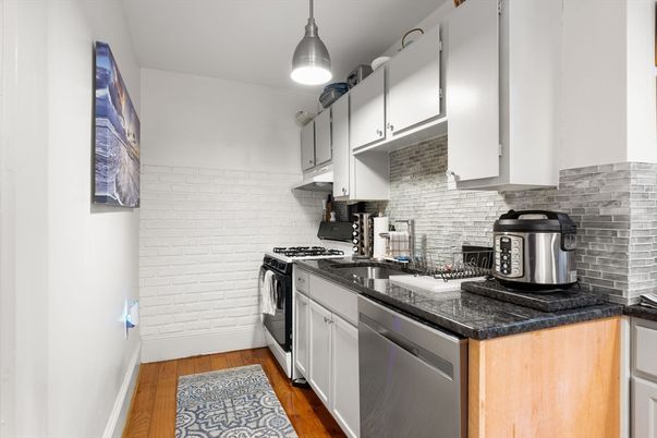 Interior, Kitchen, Pendant Lights, Stainless Steel Appliances, Wood Texture Flooring