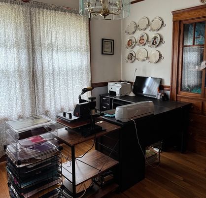 Chandelier, Home Office, Interior, Wood Texture Flooring