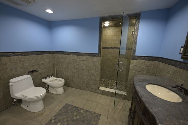 Bathroom, Glass Shower, Interior, Recessed Lighting