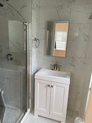 Bathroom, Glass Shower, Interior, Marble Walls