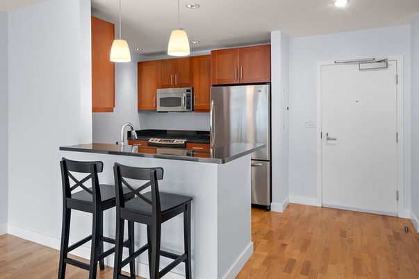 Interior, Kitchen, Pendant Lights, Recessed Lighting, Wood Texture Flooring