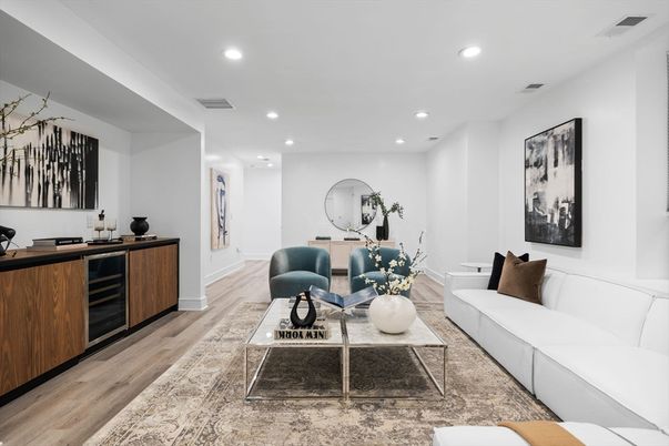 Interior, Living room, Recessed Lighting, Wood Texture Flooring