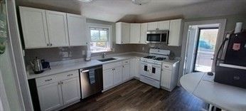 Interior, Kitchen, Stainless Steel Appliances, Wood Texture Flooring