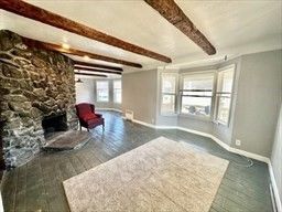 Interior, Stone Walls, Wooden Beams, Wood Texture Flooring