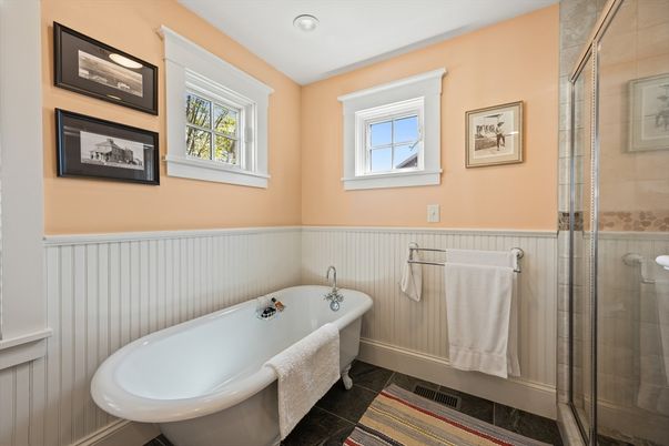 Bathroom, Free Standing Baths, Glass Shower, Interior, Recessed Lighting