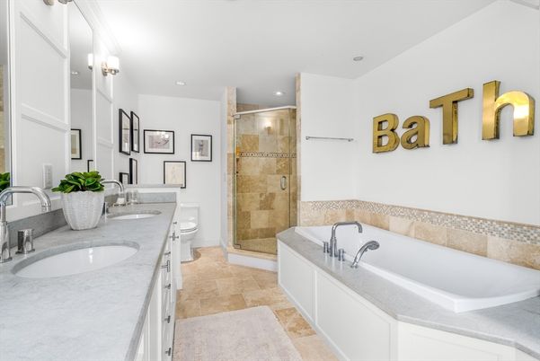 Bathroom, Dual Sink Vanities, Glass Shower, Interior, Recessed Lighting