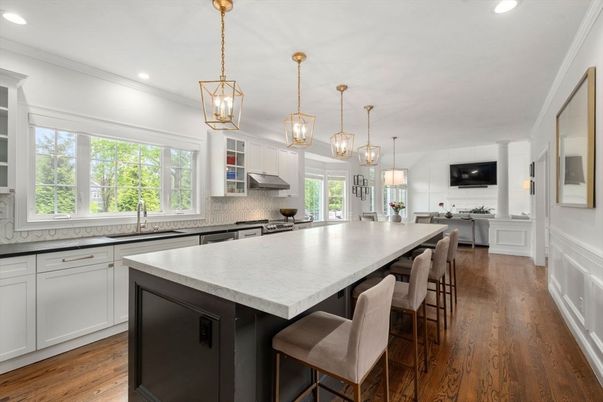 Interior, Kitchen, Pendant Lights, Recessed Lighting, Wood Texture Flooring