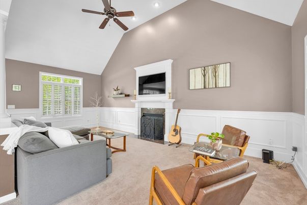 Fireplace, Interior, Living room, Recessed Lighting