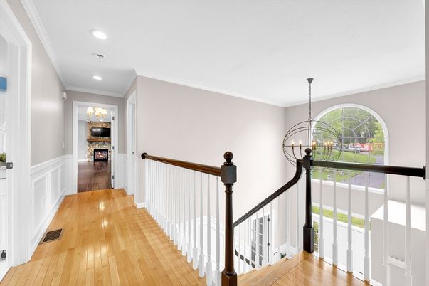 Chandelier, Fireplace, Interior, Recessed Lighting, Wood Texture Flooring