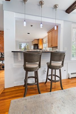 Interior, Kitchen, Pendant Lights, Recessed Lighting, Wood Texture Flooring