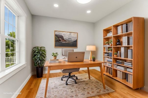 Home Office, Interior, Recessed Lighting, Wood Texture Flooring