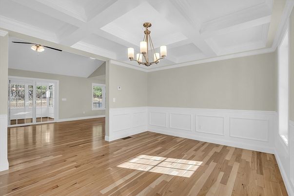 Chandelier, Empty room, Interior, Wood Texture Flooring