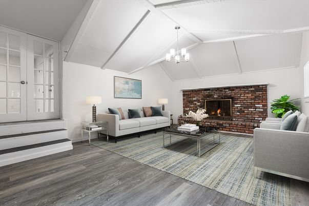 Fireplace, Interior, Living room, Stone Walls, Wood Texture Flooring